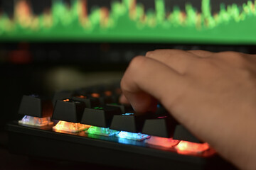 The keyboard is a keyboard with multi-colored lights..