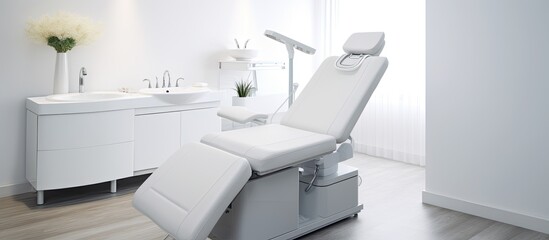 Modern methods for relaxing and caring for the skin using a body treatment machine in a white room with a cabinet found in cosmetology centers beauty clinics and salons