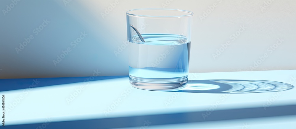 Poster product showcasing through realistic clear water creating a caustic effect and a playful shadow patt