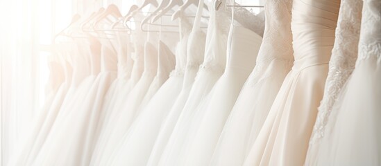 Detailed examination of bridal gowns