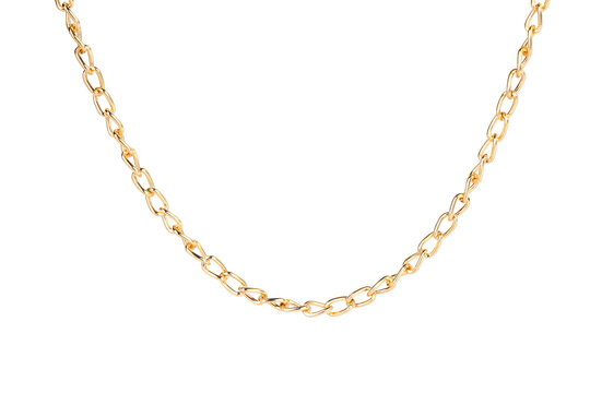 One metal chain isolated on white. Luxury jewelry