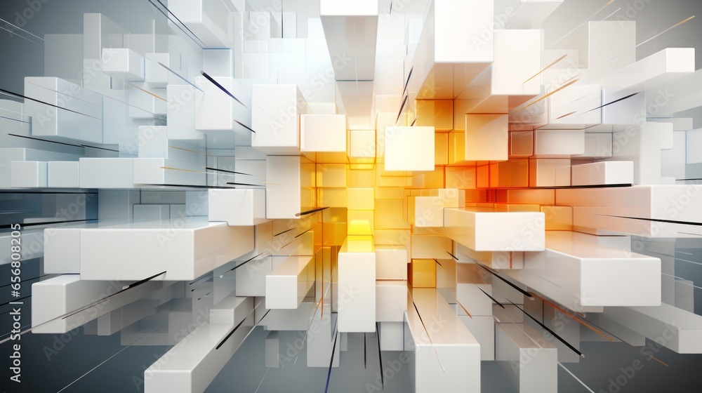 Wall mural an abstract geometric background with 3d cubes. generative ai.