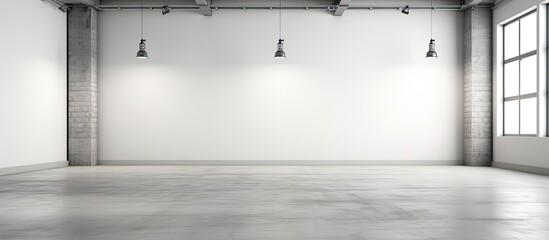 Spotlit grey floor in white and gray studio backdrop - obrazy, fototapety, plakaty