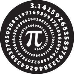 Pi Number Vector Image Illustration Pictogram on cercle 