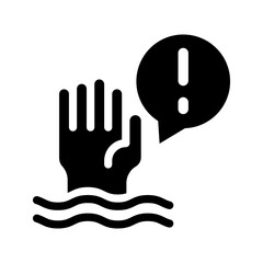 drowning glyph icon illustration vector graphic. Simple element illustration vector graphic, suitable for app, websites, and presentations isolated on white background