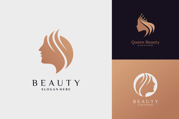 Woman beauty logo design template vector illustration with creative idea
