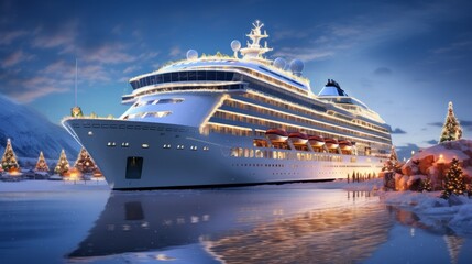 Christmas Cruise Ship - obrazy, fototapety, plakaty