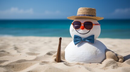 Snowman on the beach - Powered by Adobe