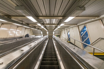 The escalators at the Smith Street Subway station in Gowanus Brooklyn