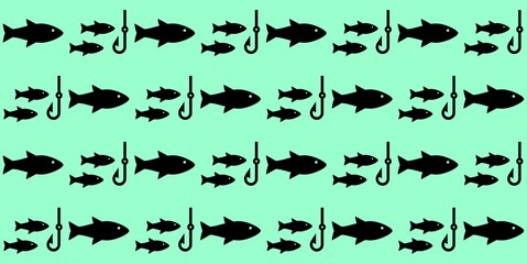 Fishing fish pattern background vector