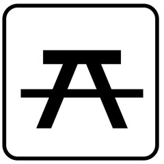 Picnic table square white information sign road traffic