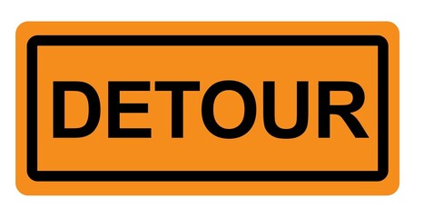 Orange detour sign road vector