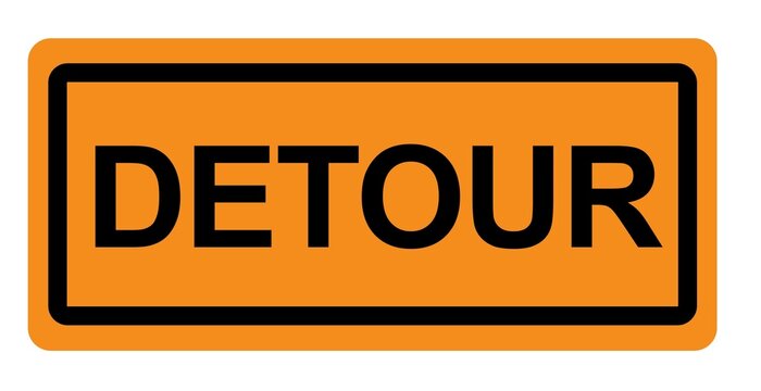 Orange detour sign road vector