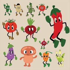 Obraz premium cartoon vegetables
