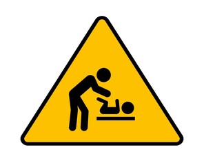 Baby changing station diaper warning sign background vector