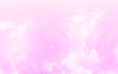 Sky clouds landscape background. Beautiful pink sky image. Vector illustration