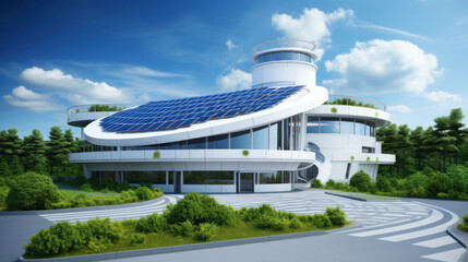 Modern RND building with roof mounted solar system