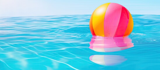 Inflatable ball floating in pool full of vibrant colors