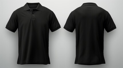 front black polo tshirt, back black polo tshirt, set of black polo tshirts, black t-shirt, black...