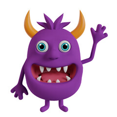 Cute chibi monster 3d render clipart