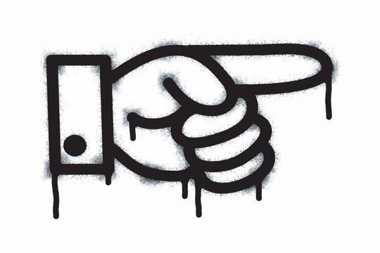 Spray pointer hand icon graffiti symbol painted in black on white. Pointer hand icon symbol isolated on white background. vector illustration