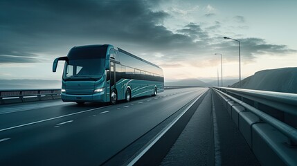 Intercity bus on a highway