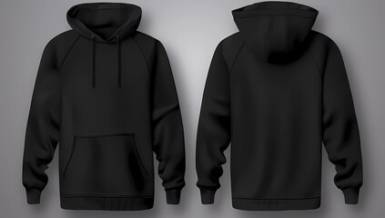 black hoodie with sleeves mock up - obrazy, fototapety, plakaty