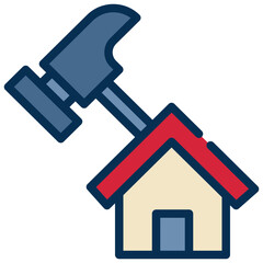 home hammer construction building tool filled outline