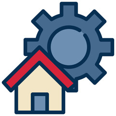 home construction gear cog repair building filled outline