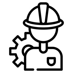 man worker construction gear cog simple line