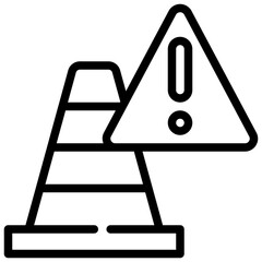 traffic cone construction alert exclamation beware simple line