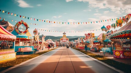 A vibrant carnival with colorful rides and games.cool wallpaper	 - obrazy, fototapety, plakaty