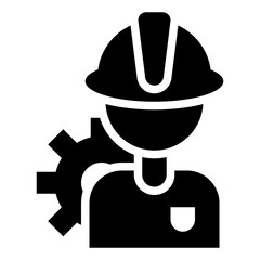 man worker construction gear cog solid glyph
