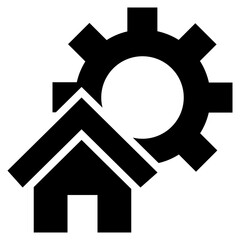 home construction gear cog repair building solid glyph