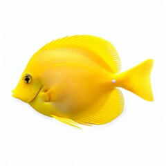 yellow tang fish isolated on white background cutout, Generative AI 