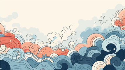 Fototapeta na wymiar hand paint Seamless doodle simple art. Wave background.