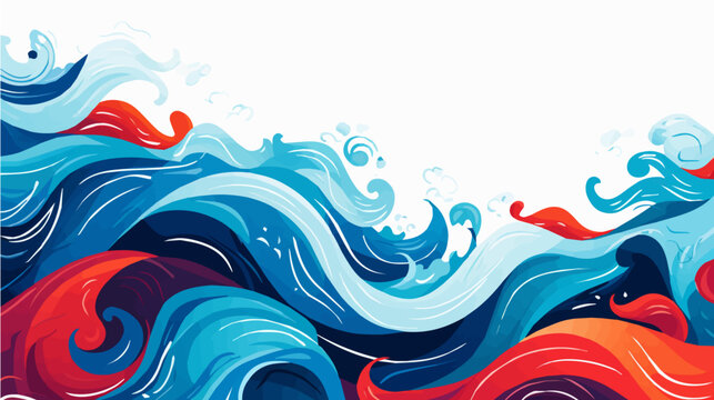 hand paint Seamless doodle simple art. Wave background.