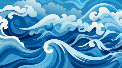 hand paint Seamless doodle simple art. Wave background.