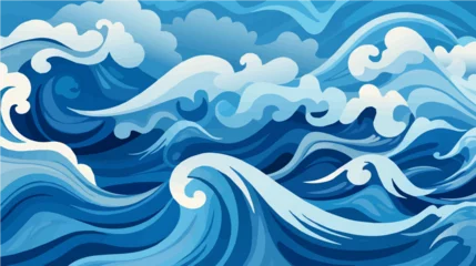 Tuinposter hand paint Seamless doodle simple art. Wave background. © Ydhimas