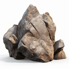 stone02 rock stone boulder mountain clay ore nature earth white background cutout, Generative AI