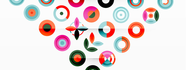 Vibrant and eye-catching vector background featuring a grid of colorful circles arranged in a patterned composition, perfect for modern and trendy designs