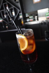 sour and sweet cold ice lemon tea beverage