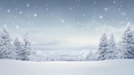 Snowy winter landscape for Cards or Invitations. Copy text space