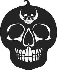 Black and white vector human skull illustration