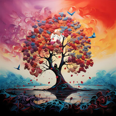 Tree Landscape Oil Painting 
