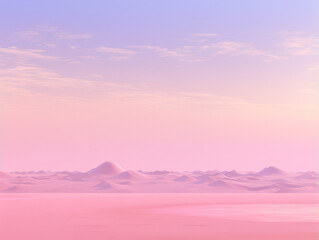 Pink landscape of mountains with pink haze.