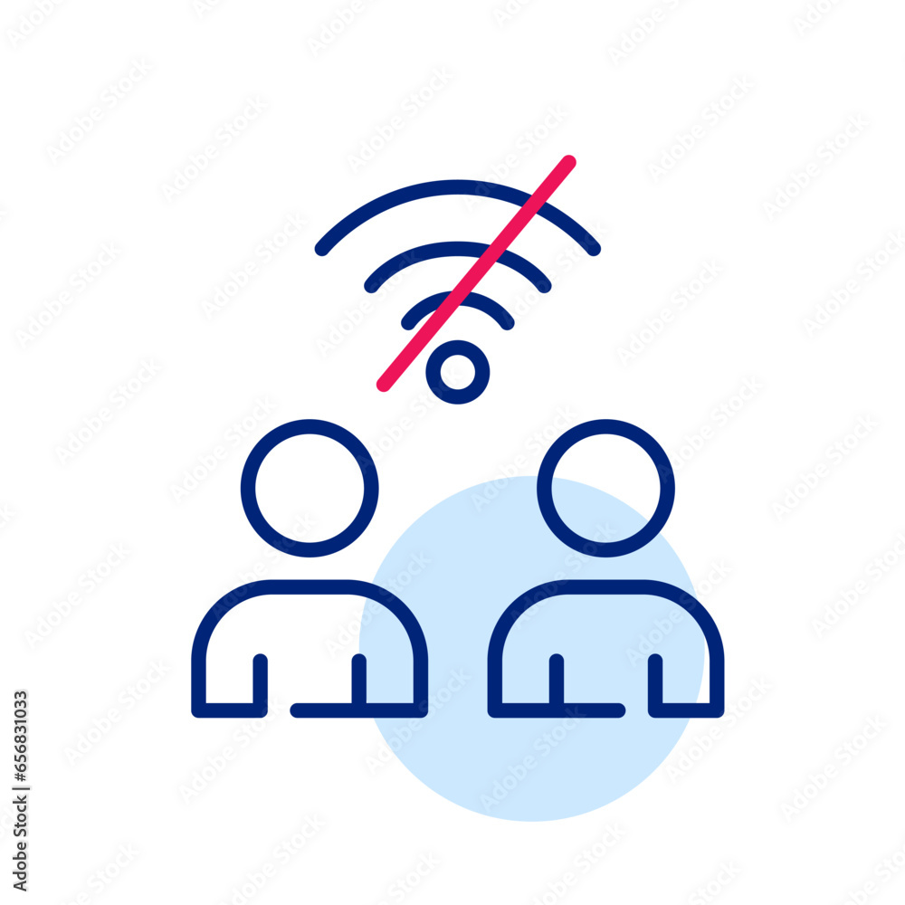 Poster two users having no wifi connection. pixel perfect, editable stroke icon