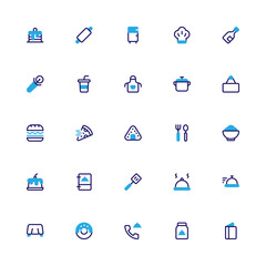 Restaurant Semibold Color 2D Icon Collection with Editable Stroke and Pixel Perfection