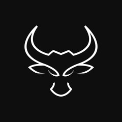 bull skull with horns simple logo 