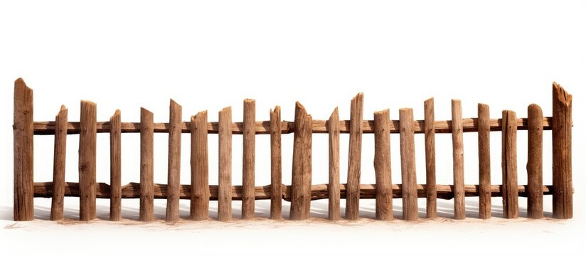 Isolated wooden fence on white background at ranch
